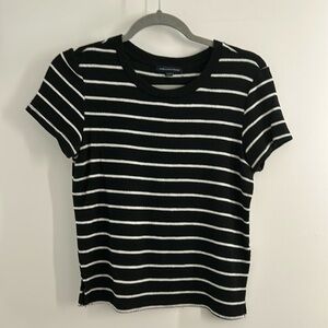 American Eagle Outfitters S Knit Black and White Striped Tee